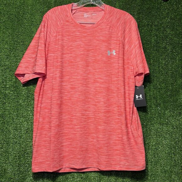 NWT Under Armour Red Loose Fit Athletic Short Sleeve Shirt Men’s Size Large - Picture 1 of 3